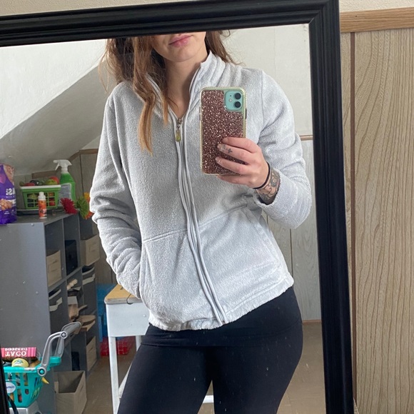 Light gray zip up sweatshirt - Picture 2 of 4